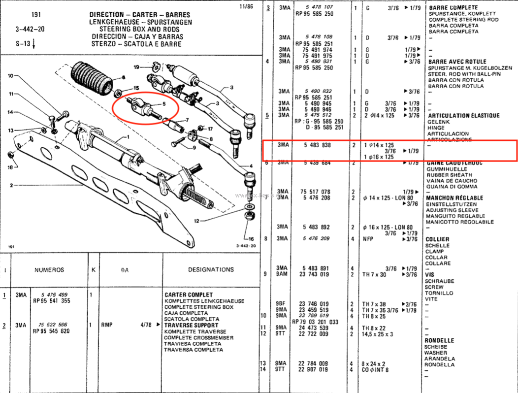 Axialstück CX schmale Spur mit Servo (3/76->1/79) OE - CX-Basis 