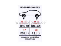 Aufkleber Reifendruck TRX (2,6 bar) 190/65HR390